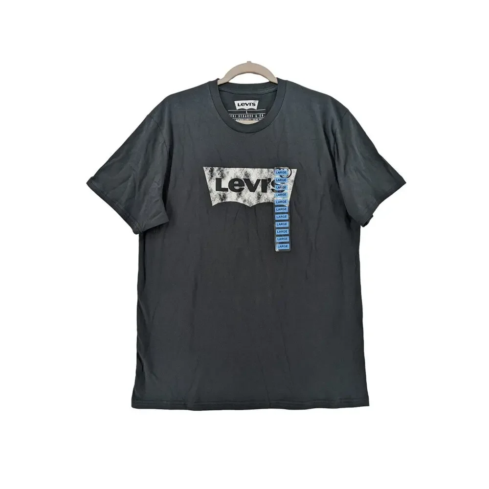 Levi's‎ TShirt Men's Large Black Distressed Logo Short Sleeve Crew Neck Staple